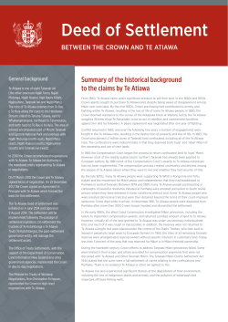 Deed of Settlement - Te Kotahitanga o Te Atiawa