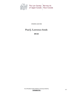 Paul J. Lawrence fonds - The Law Society of Upper Canada