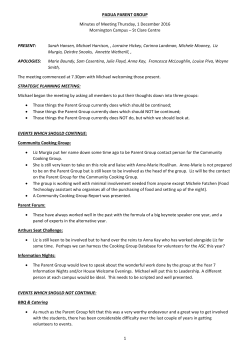Parent Group Meeting Minutes (December 2016)