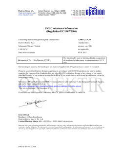 SVHC substan - Elastron Thermoplastic Elastomers