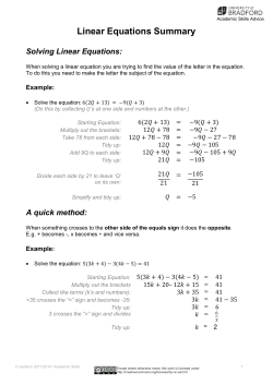 Linear Equations Summary