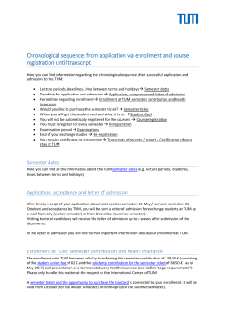 Chronological sequence: from application via enrollment and course