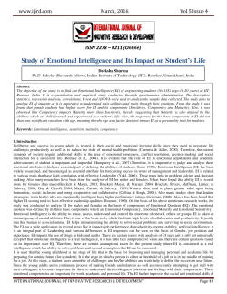 Study of Emotional Intelligence and Its Impact on Student`s Life