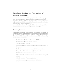 Breakout Session 13: Derivatives of inverse functions