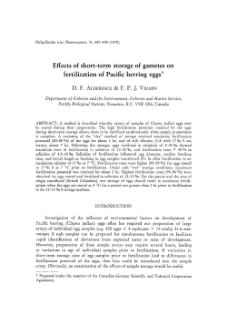 Effects of short-term storage of gametes on fertilization of Pacific