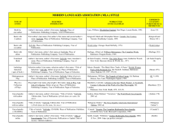 MLA Chart - Hamilton-Wentworth Catholic District School Board