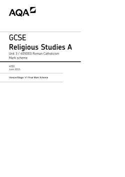 GCSE Religious Studies A Mark scheme Unit 03 - Roman