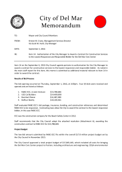 Award of Construction Contract