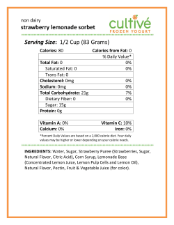 strawberry lemonade sorbet Serving Size: 1/2 Cup