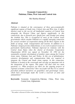 Economic Connectivity: Pakistan, China, West Asia and Central Asia