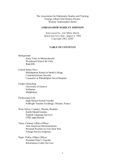 Johnson, Marilyn P. - Association for Diplomatic Studies and Training