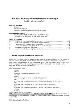 FIT 100: Fluency with Information Technology