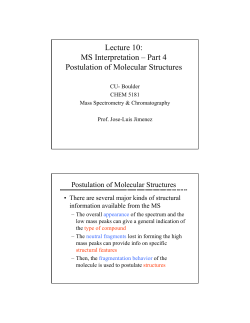 MS Interpretation &ndash; Part 4 Postulation of Molecular Structures