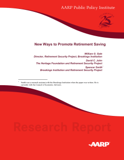 New Ways to Promote Retirement Saving