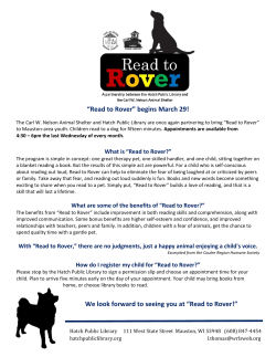 Read to Rover! - Carl W. Nelson Animal Shelter