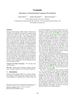 Gramada: Immediacy in Programming Language Development