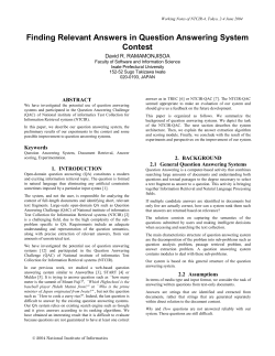 Finding Relevant Answers in Question Answering System Contest