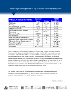 Typical Physical Properties of High Density Polyethylene