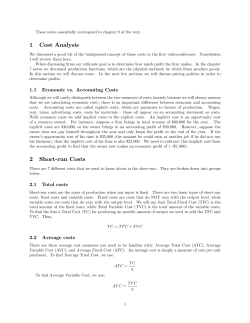 1 Cost Analysis 2 Short$run Costs