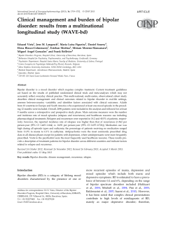 Clinical management and burden of bipolar disorder: results from a