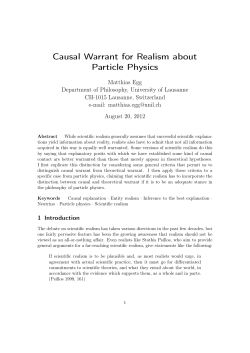 Causal Warrant for Realism about Particle Physics - Serval