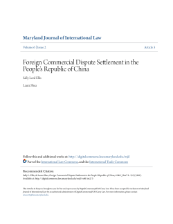 Foreign Commercial Dispute Settlement in the People`s Republic of