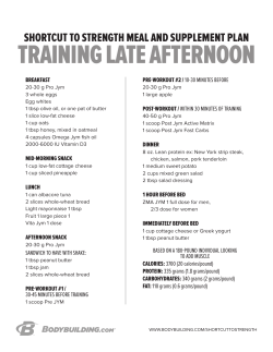 Shortcut To Strength: Afternoon Training Meal