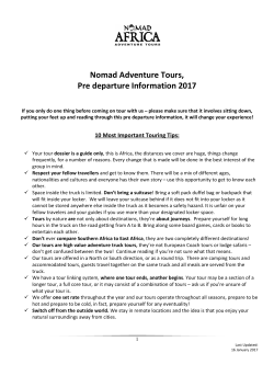 Nomad Adventure Tours, Pre departure Information 2017