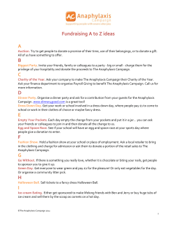 Fundraising ideas A-Z - Anaphylaxis Campaign