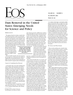 Dam Removal: Emerging Needs for Science and Policy