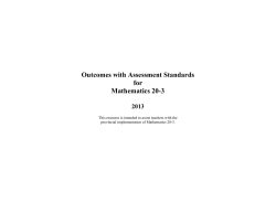 Outcomes with Assessment Standards for Mathematics 20-3