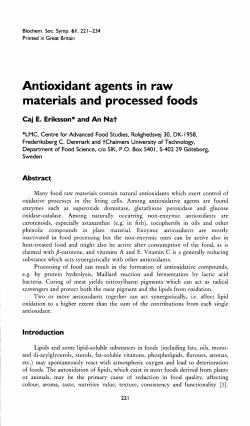 Antioxidant agents in raw materials and processed foods