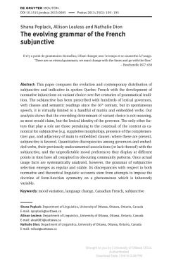 The evolving grammar of the French subjunctive