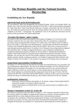 The Weimar Republic and the National Socialist Dictatorship