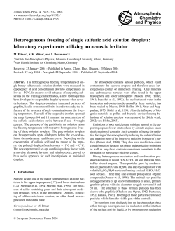 Heterogeneous freezing of single sulfuric acid solution droplets