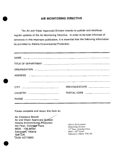 Air Monitoring Directive 1989 - Alberta Environment and Parks