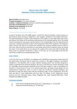 Marie Curie ITN cQOM Summary of the Scientific Achievements