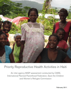 Priority Reproductive Health Activities in Haiti 2011