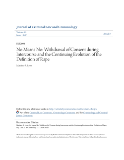 No Means No: Withdrawal of Consent during Intercourse and the
