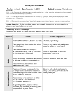 Antonym Lesson Plan