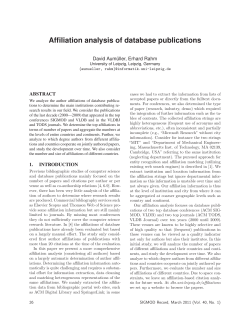 Affiliation analysis of database publications
