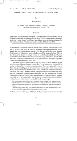 HOWARD FLOREY AND THE DEVELOPMENT OF PENICILLIN by