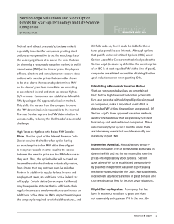 Section 409A Valuations and Stock Option Grants for Start