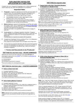 Notes for application of Visit Passes