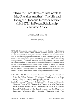 The Life and Thought of Johanna Eleonora Petersen