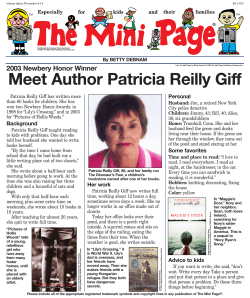 2003 Newbery Honor Winner Meet Author Patricia Reilly Giff