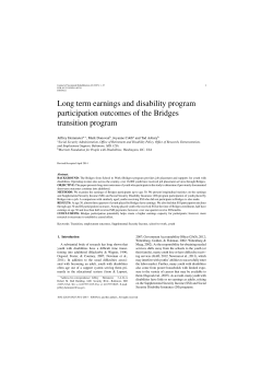 Long term earnings and disability program participation outcomes of