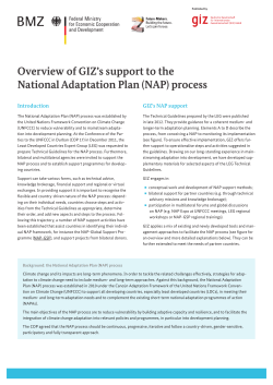 Overview of GIZ`s support to theNational Adaptation Plan (NAP