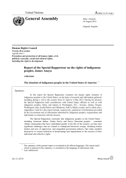 The situation of indigenous peoples in the United States of America