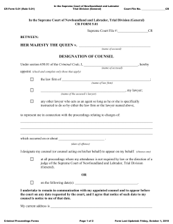 CR Form 5.01 - The Law Courts of Newfoundland and Labrador